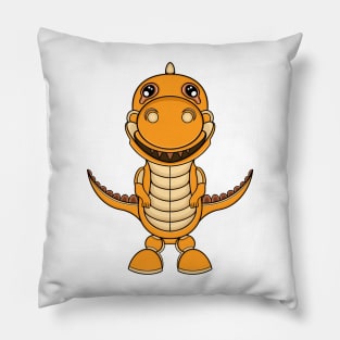 cute orange dino smile Pillow