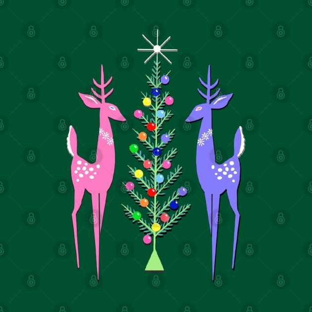 Vintage Reindeer Christmas Tree by FlippinTurtles