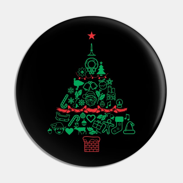 Christmas Tree Pattern Gift 3 - Funny Xmas Pin by Vector-Artist