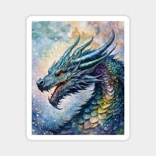 Blue dragon watercolor Magnet