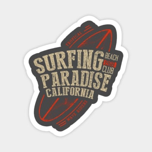 Surfing paradise California surf board Typography Magnet