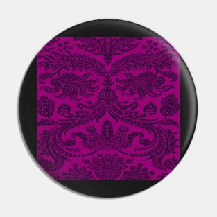 Plum Purple on Raspberry Pink Royal Medieval Damask Scrolls Pin