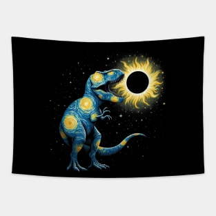 Total Solar Eclipse T-rex Dinosaur April 8 2024 Tapestry