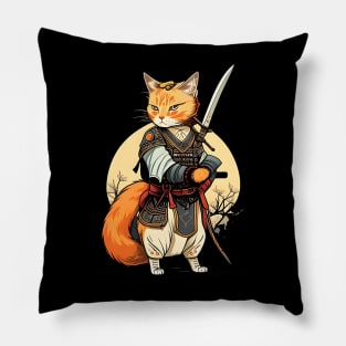 Japanese Cat Samurai Katana Catana - Love Cats Pillow