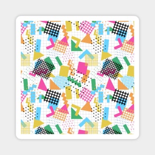 Graph Paper Retro Doodles - 1980s Inspired Neon Pattern Magnet