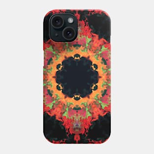 Psychedelic Kaleidoscope Flower Red Orange and Green Phone Case