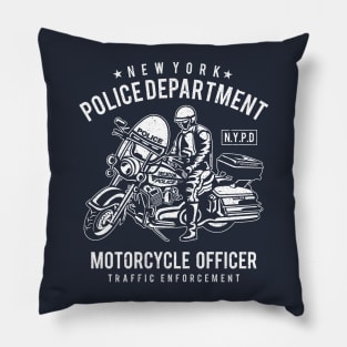 New York Police Department Motorcycle Officer Traffic Enforcement Pillow