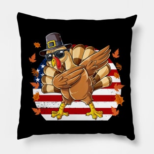 Thanksgiving Day Dabbing Turkey Pilgrim Boys Girls Kids Pillow