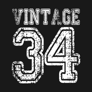 Vintage 34 2034 1934 T-shirt Birthday Gift Age Year Old Boy Girl Cute Funny Man Woman Jersey Style T-Shirt