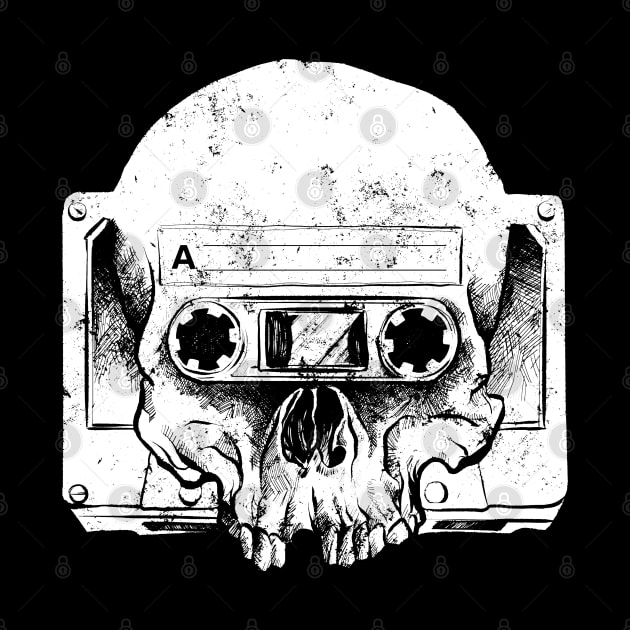 Retro Audio Skull by Black Tee Inc