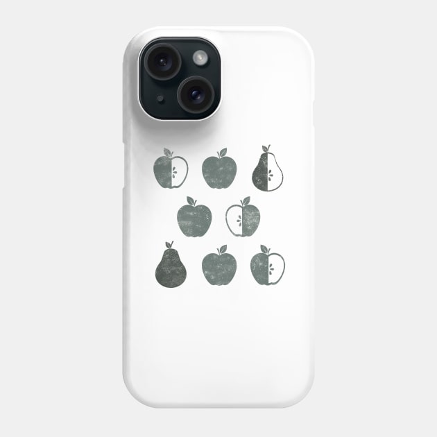 Distressed Apples and Pears in Weathered Grey Phone Case by latheandquill