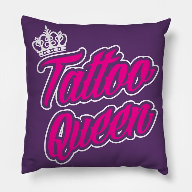 Tattoo Queen (white) Pillow by nektarinchen