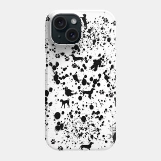 Black and White Paint Splat and Dog Pattern Phone Case