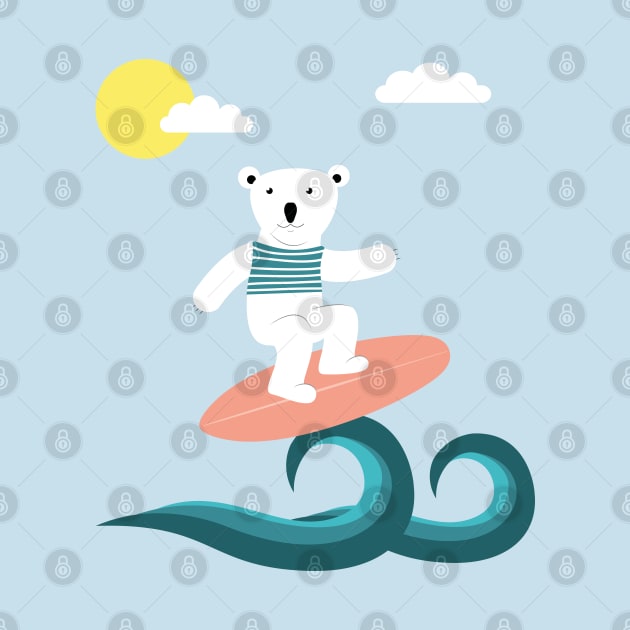 Surfing polar bear by grafart