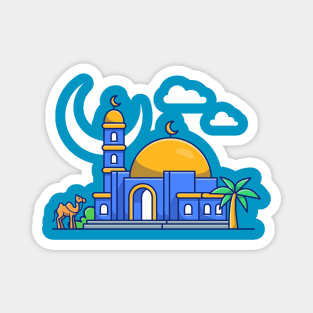 Mosque With Camel Cartoon Magnet