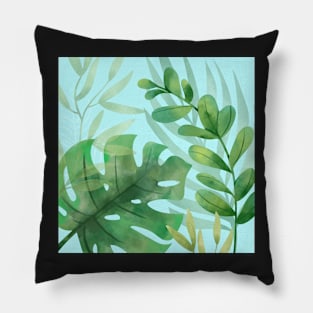 Green Oasis_Blue Background Pillow