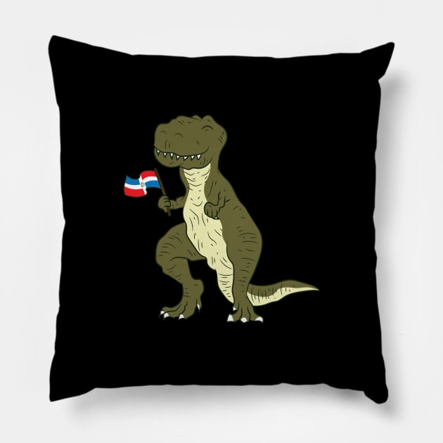 Dominican Republic Shirt | Patriotic Dinosaur Flag Gift Pillow by Gawkclothing