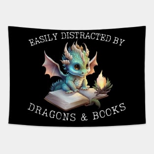 Easily Distracted By Dragons And Books Introvert Shirt Tapestry