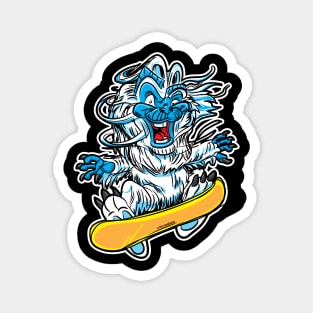 Cute Abominable Snowman or Yeti Snowboarder Magnet