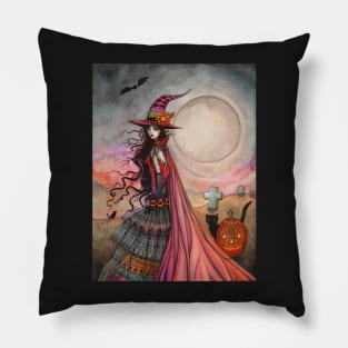 The Fanciful Witch Halloween Fantasy Art by Molly Harrison Pillow