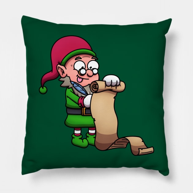 Christmas Elf Checking Christmas List Pillow by TheMaskedTooner