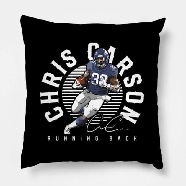 Chris Carson Seattle Emblem Pillow by caravalo