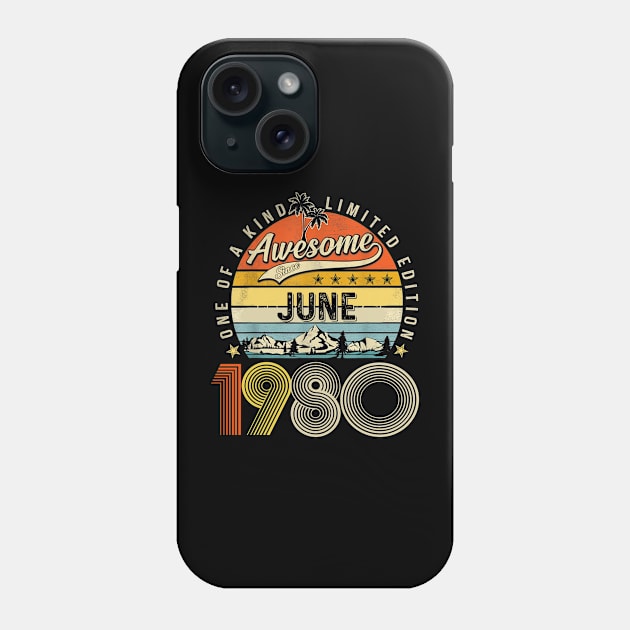 Awesome Since June 1980 Vintage 43rd Birthday Phone Case by Centorinoruben.Butterfly