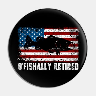 Funny O'Fishally Retired Fishing USA Flag Pin