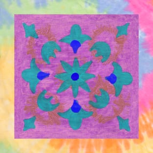 Flower Abstract - Pink and Blue T-Shirt