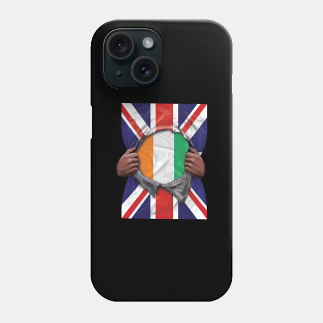 Ivory Coast Flag Great Britain Flag Ripped - Gift for Ivorian From Ivory Coast Phone Case by Country Flags