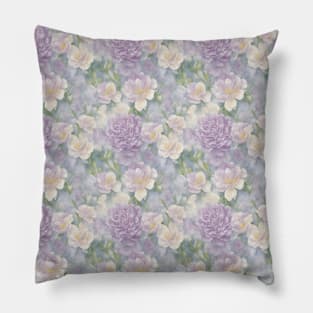 Vintage Watercolor Wild Peachy And violet Roses Pillow