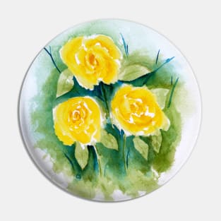 Loose Roses 3 - Yellow Roses Pin