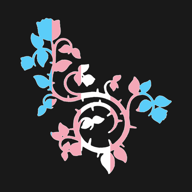 Transgender Pride Spiraling Thorny Rose Design by VernenInk