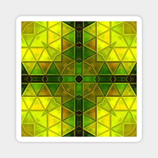 Mosaic Kaleidoscope Flower Yellow and Green Magnet