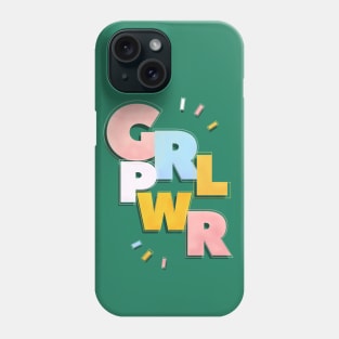 GRL PWR typography on green Phone Case