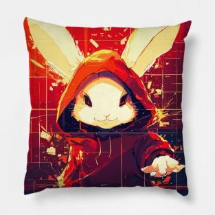 Futuristic bunny rabbit portrait Pillow