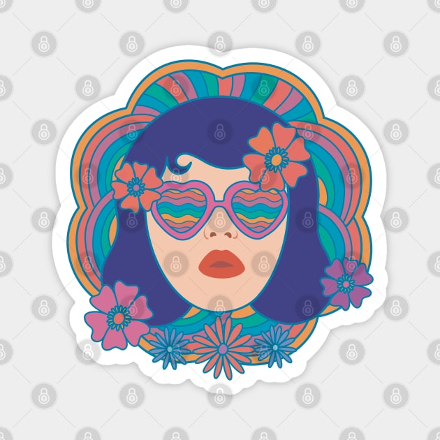 Retro Groovy Girl Magnet by awesomesaucebysandy