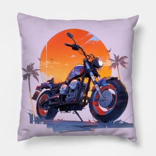 Cool Motorcycle Design Retro Style Pillow