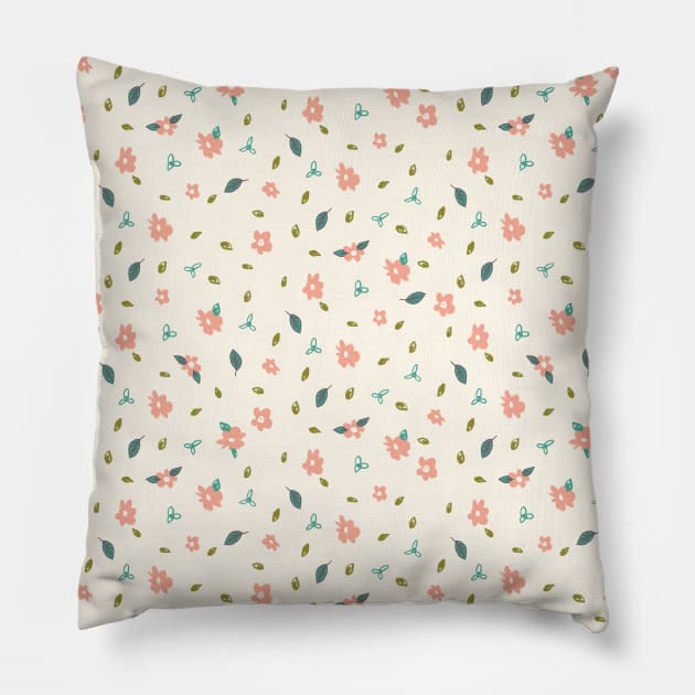 Pencil floral - cream Pillow by crumpetsandcrabsticks