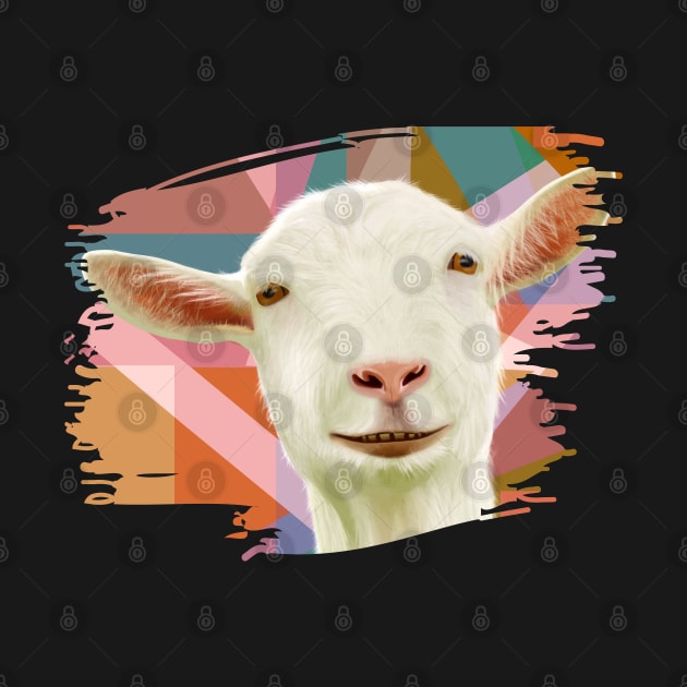 White Goat Face Colorful Geometric by Suneldesigns