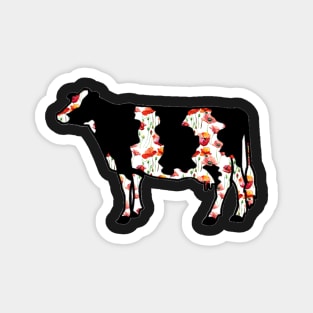 Watercolor Poppy Dairy Cow Silhouette  - NOT FOR RESALE WITHOUT PERMISSION Magnet