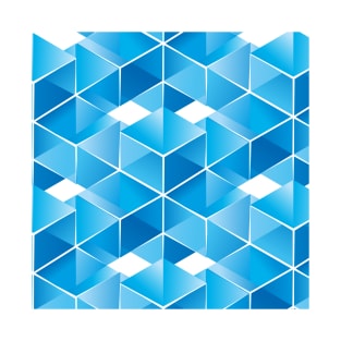 3d blue cubes design T-Shirt