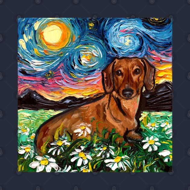 Brown Shorthair Dachshund Night 2 by sagittariusgallery