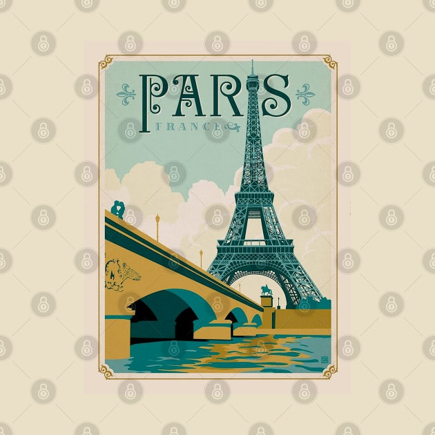 Paris France Eiffel Tower on Seine River Art Print by posterbobs