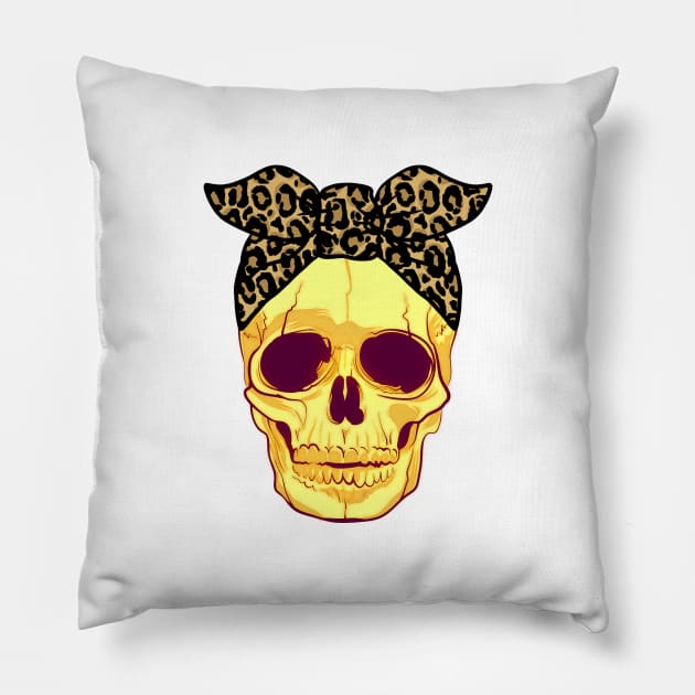 Skull with bandana Pillow by Satic