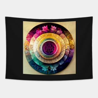 mandala, purple, pink, black, blue, green, yellow, gold, silver, white, rose Tapestry