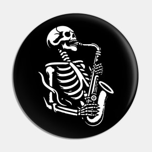 skeleton plays saxophone Pin