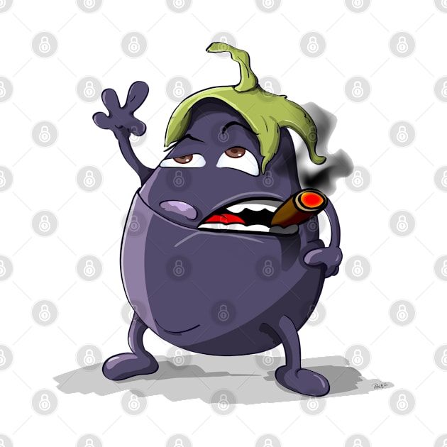 Smokin Eggplant - Funny Cartoons by Wilcox PhotoArt