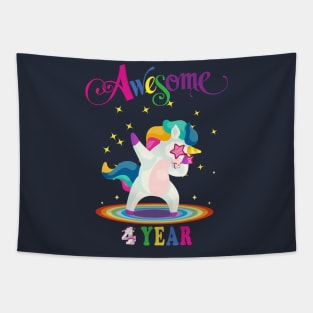 4th Birthday Unicorn Tapestry