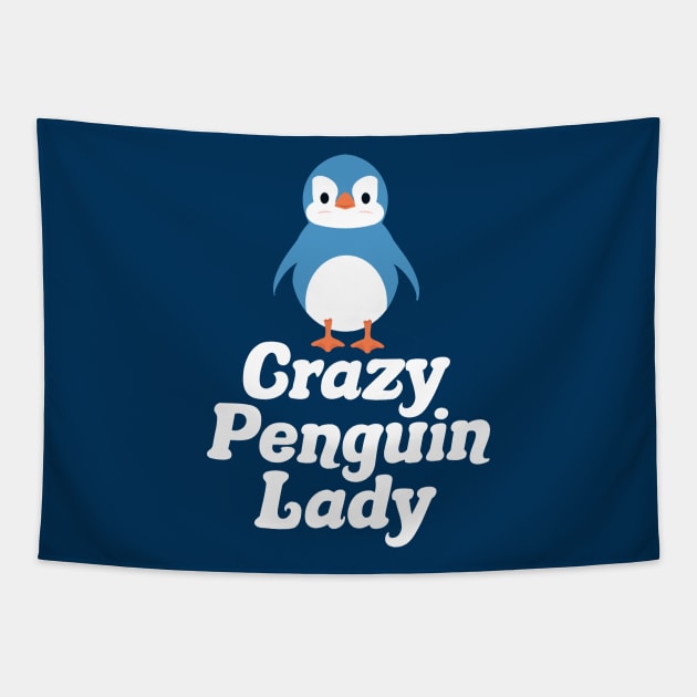 Crazy Penguin Lady Tapestry by epiclovedesigns